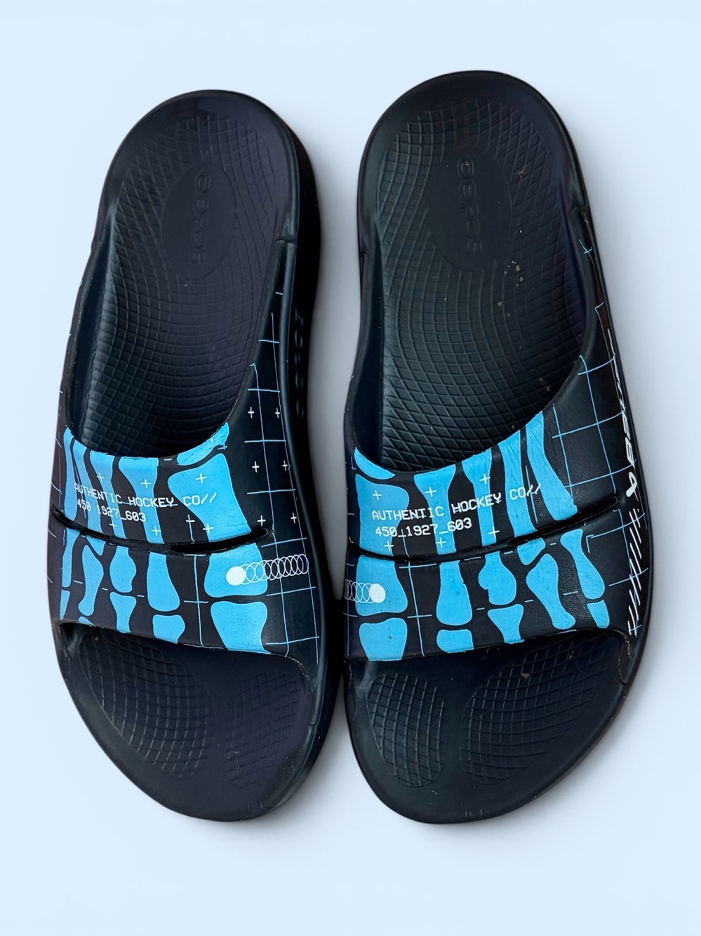 Oofos Bauer Slide Skeleton Sandals Women Sz 9 Sport Recovery Slip On Limited Ed